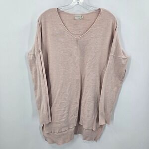 Dreamers by Debut Womens V-Neck Oversized Sweater Mauve Pink M/L